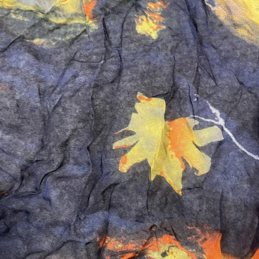 Alhariri Silk Scarf Womens OS Multicolor Abstract Landscape Crinkle Print Art